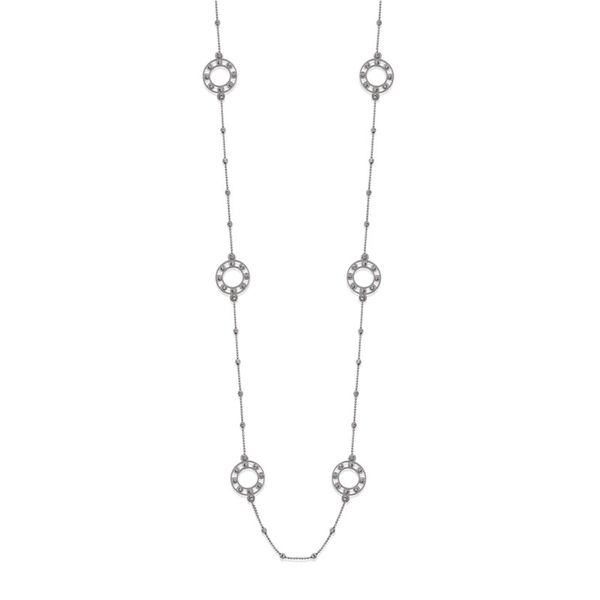 Sterling Silver Sparkle Bead Necklace With Circle Stations Orin Jewelers Northville, MI