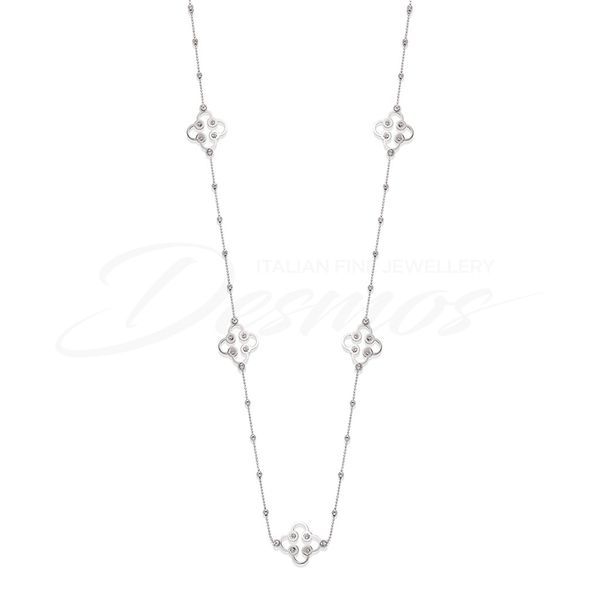Sterling Silver Sparkle Bead Clover Station Necklace Orin Jewelers Northville, MI