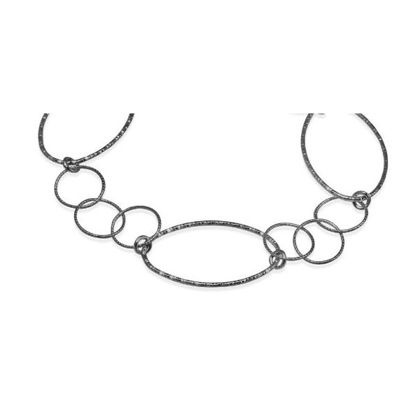 Sterling Silver Black Plated Necklace With Diamond Cut Edged Loops Orin Jewelers Northville, MI
