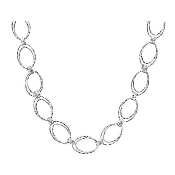 Sterling Silver Diamond Edge Double Oval Link Necklace Orin Jewelers Northville, MI