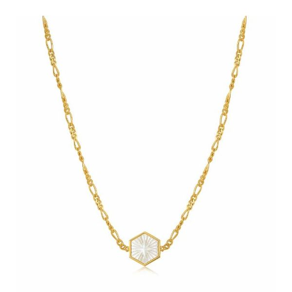 Sterling Silver Gold Plated Compass Emblem Figaro Chain Necklace By Ania Haie Orin Jewelers Northville, MI