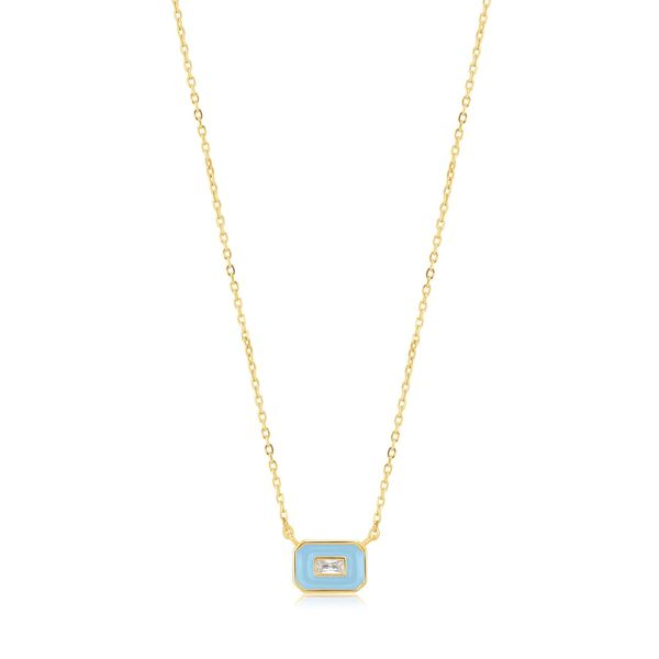 Sterling Silver Powder Blue Enamel Emblem Necklace By Ania Haie Orin Jewelers Northville, MI