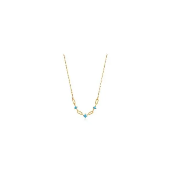 Sterling Silver Gold Plated Turqoise Link Necklace by Ania Haie Orin Jewelers Northville, MI