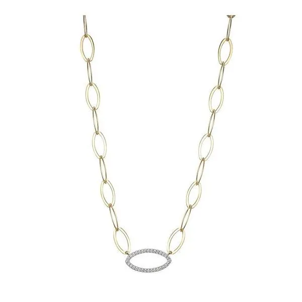 Sterling Silver Yellow Plated Link Necklace With  CZs Orin Jewelers Northville, MI