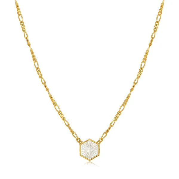 Sterling Silver Gold Plated Compass Emblem Figaro Chain Necklace By Ania Haie Orin Jewelers Northville, MI