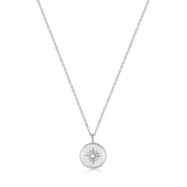 Sterling Silver Mother of Pearl Sun Pendant Necklace By Ania Haie Orin Jewelers Northville, MI
