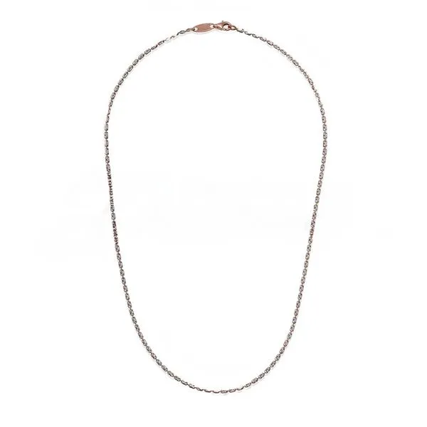 Sterling Silver & Rose Plated Sparkle Bead Necklace, 36