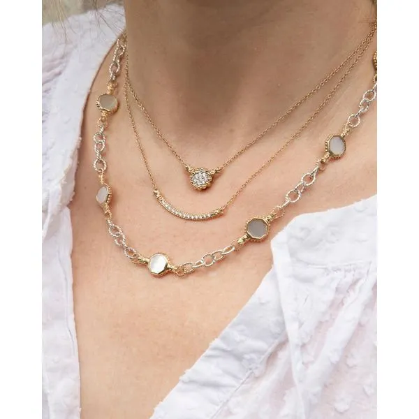 Sterling Silver and 14 Karat Yellow Gold Necklace With 8 Diamonds Image 2 Orin Jewelers Northville, MI