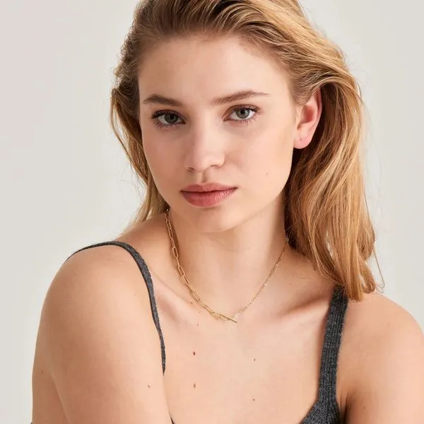 Sterling Silver Gold Plated Mixed Link T-Bar Necklace By Ania Haie Image 2 Orin Jewelers Northville, MI