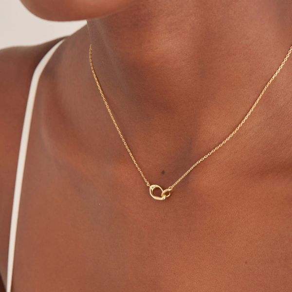 Sterling Silver Gold Plated Wave Link Necklace By Ania Haie Image 2 Orin Jewelers Northville, MI