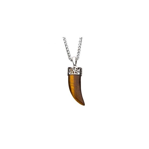 Tigers Eye Claw Stainless Steel Pendant Orin Jewelers Northville, MI
