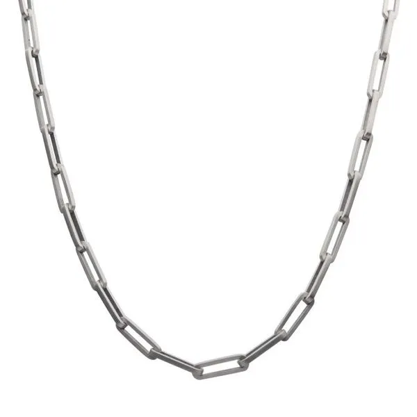 Stainless Steel Paperclip Link Chain Necklace, 22