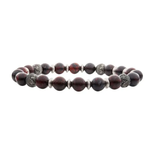 8mm Leopard Stones with Black Oxidized Beads Bracelet Orin Jewelers Northville, MI