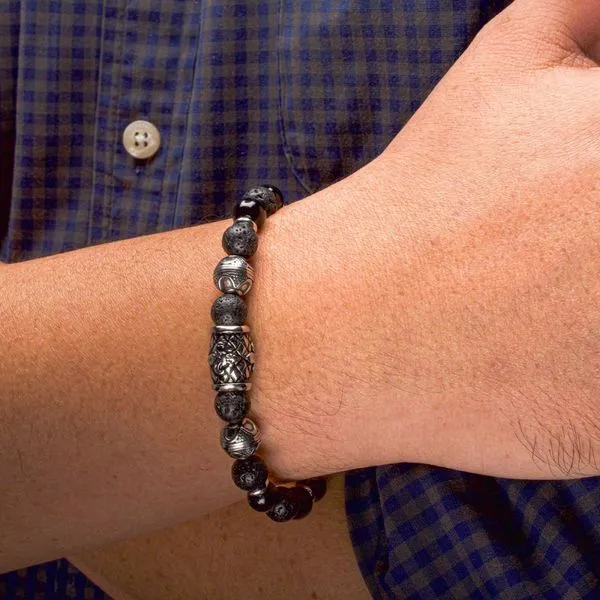 Black Onyx & Lava Stone Bead Bracelet Image 2 Orin Jewelers Northville, MI
