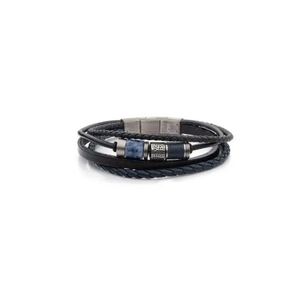 Black & Blue Leather Multi-Strand Bracelet Orin Jewelers Northville, MI