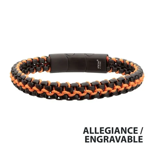 Black IP Steel/Orange Wax Cord Bracelet Orin Jewelers Northville, MI