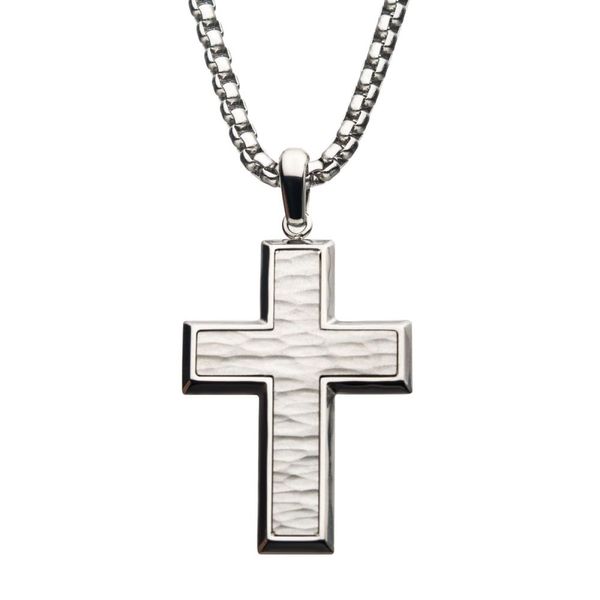 Stainless Steel Cross Pendant with Steel Box Chain Orin Jewelers Northville, MI
