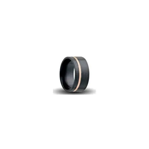 7mm Black Zirconium Machine Finish Band With Rose Gold Inlay Orin Jewelers Northville, MI