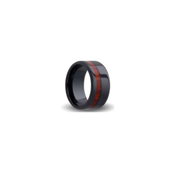 8mm Black Ceramic Band With Offset Blood Wood Inlay Orin Jewelers Northville, MI