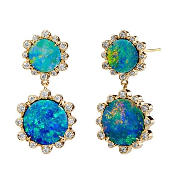 Syna Mogul Hex Boulder Opal Earrings Orloff Jewelers Fresno, CA