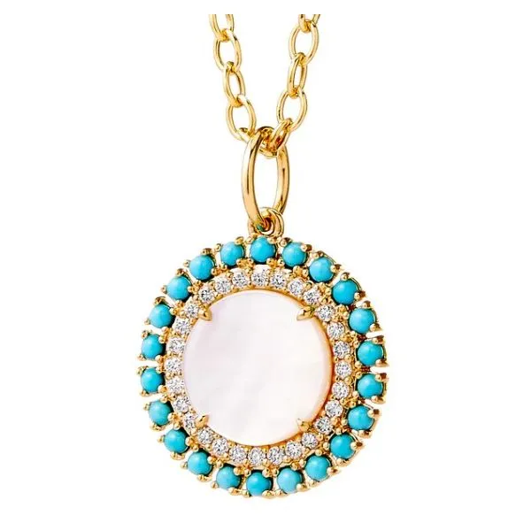 Syna Mogul Turquoise Diamond Medallion Pendant