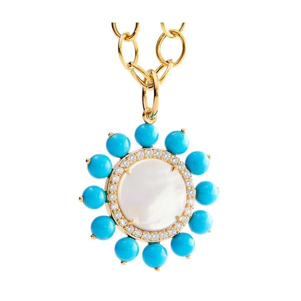 Syna Sleeping Beauty Turquoise Flower Pendant Orloff Jewelers Fresno, CA