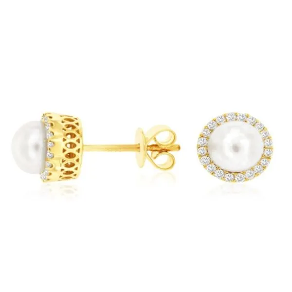 Pearl and Diamond Earrings Orloff Jewelers Fresno, CA