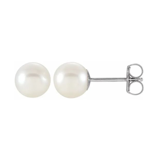 14K White Gold Cultured White Freshwater Pearl Earrings Orloff Jewelers Fresno, CA