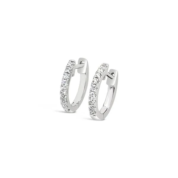 14K White Gold Diamond Huggie Earrings Padis Jewelry San Francisco, CA