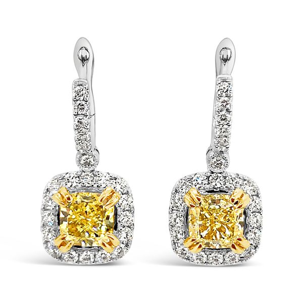 18 KT White Gold Yellow Diamond Earrings Padis Jewelry San Francisco, CA