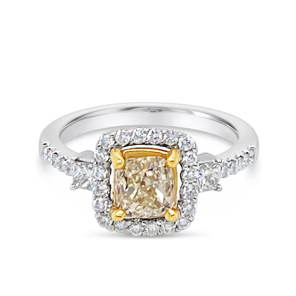 Fancy Yellow Diamond Halo Ring Padis Jewelry San Francisco, CA