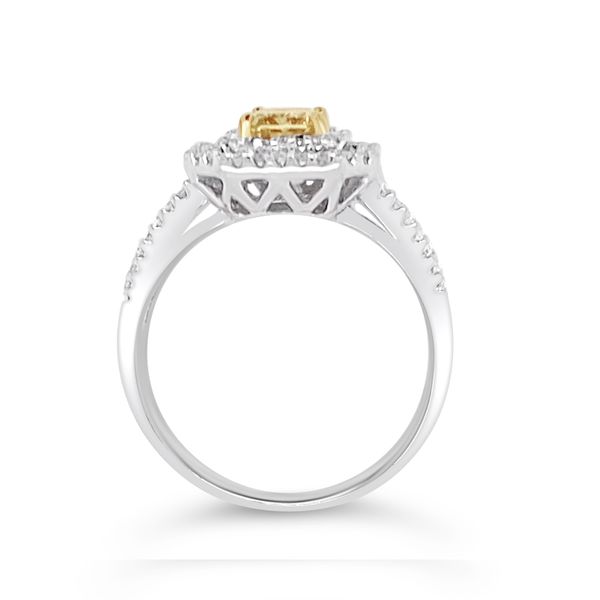 White/Yellow Gold Fancy Yellow Diamond Halo Ring Image 2 Padis Jewelry San Francisco, CA