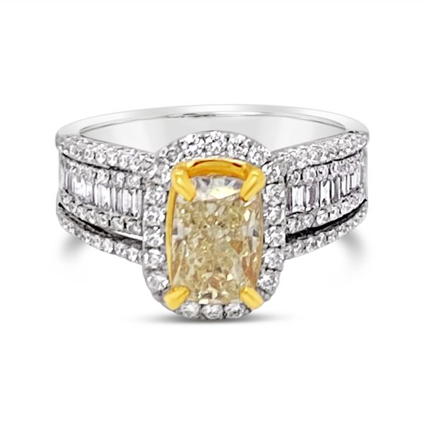 white/Yellow Gold Fancy Yellow Diamond Halo Ring Padis Jewelry San Francisco, CA
