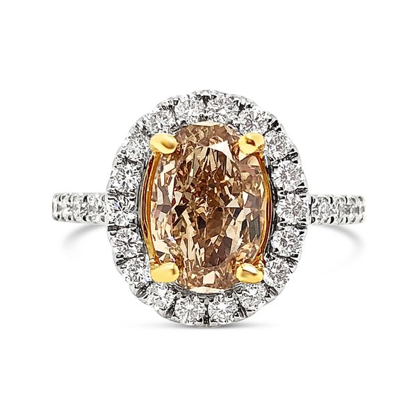 White/Yellow Gold Fancy Color Diamond Halo Ring Padis Jewelry San Francisco, CA