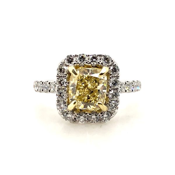 Fancy Yellow Diamond Halo Ring Padis Jewelry San Francisco, CA