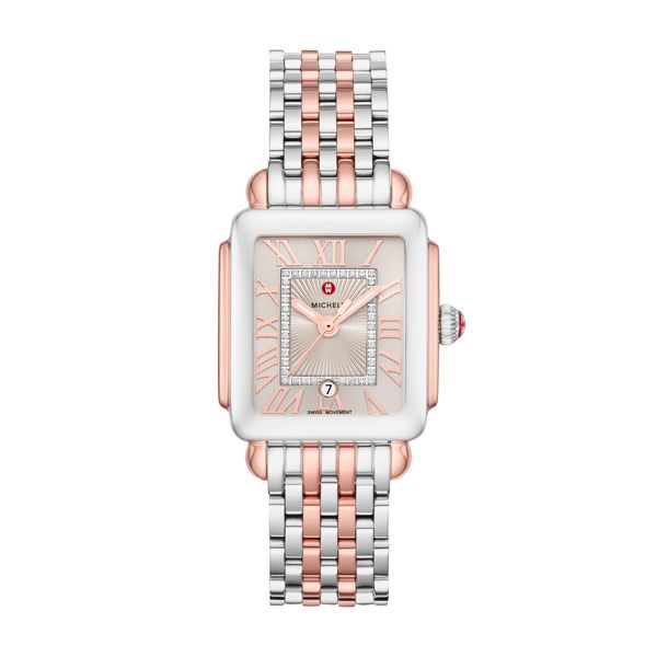 Deco Madison Mid Two-Tone Pink Gold Diamond Dial Complete Watch Padis Jewelry San Francisco, CA