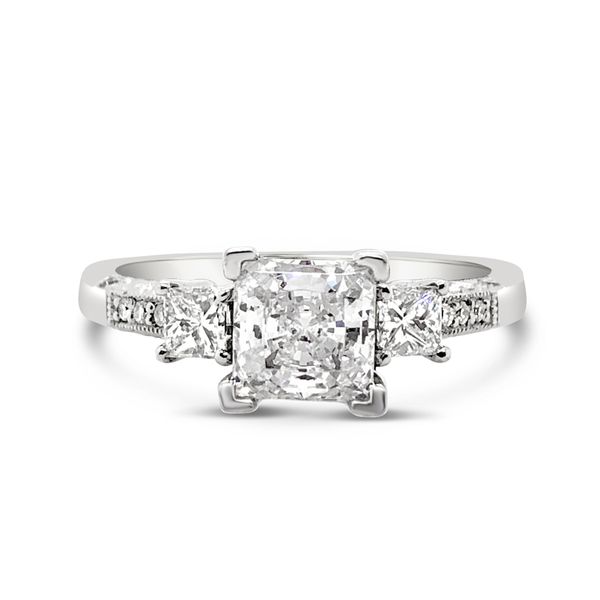 Platinum Three-Stone Engagement Diamond Ring Padis Jewelry San Francisco, CA
