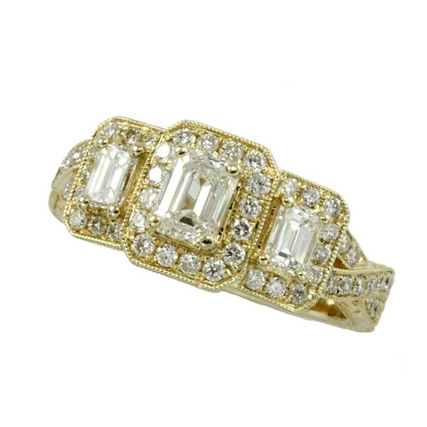 THREE STONE RING WITH EMERALD CUT DIAMONDS Parkers' Karat Patch Asheville, NC