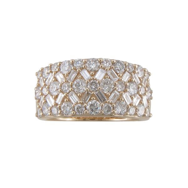 ROUND AND BAGUETTE WIDE BAND Image 2 Parkers' Karat Patch Asheville, NC