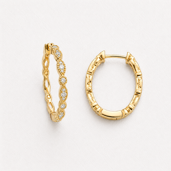 OVAL DIAMOND VINTAGE HOOPS Parkers' Karat Patch Asheville, NC