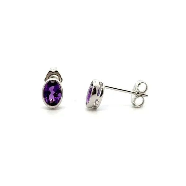 AMETHYST BEZEL SET STUDS Parkers' Karat Patch Asheville, NC