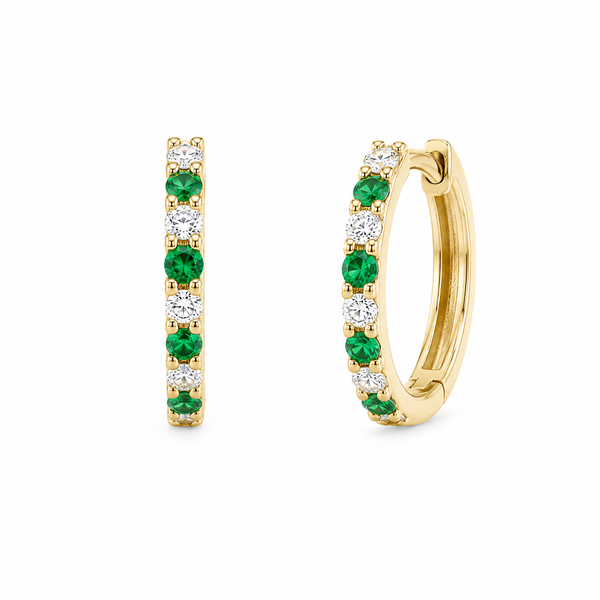 EMERALD & DIAMOND HOOPS Parkers' Karat Patch Asheville, NC