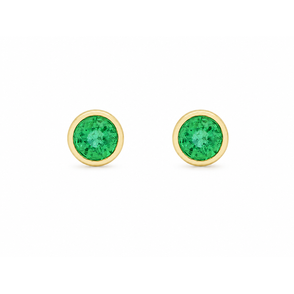 BEZEL SET EMERALD EARRINGS Image 2 Parkers' Karat Patch Asheville, NC