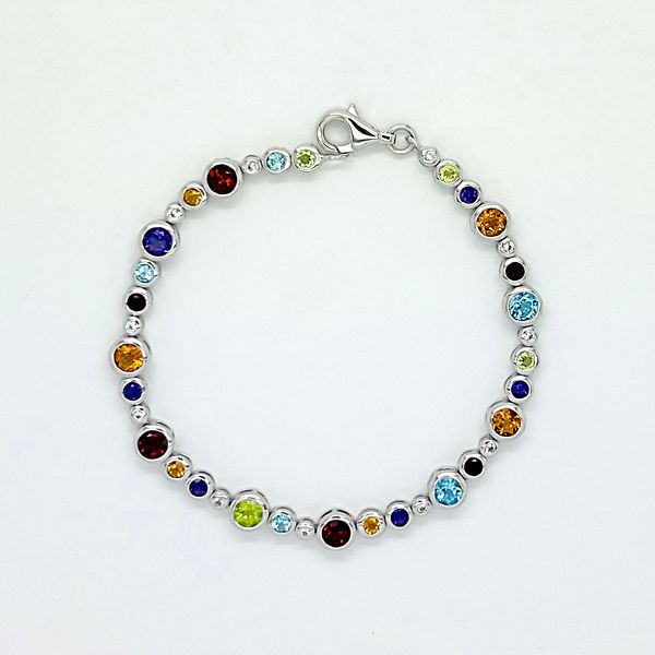 Sterling Silver Multi Color Gemstone Bracelet Image 2 Parkers' Karat Patch Asheville, NC