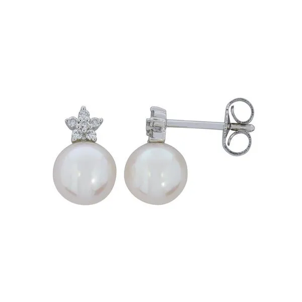 PEARL STUDS WITH DIAMONDS Parkers' Karat Patch Asheville, NC