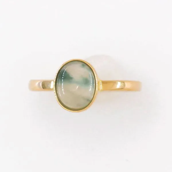 WHITE & GREEN JADE RING IN YELLOW GOLD Parkers' Karat Patch Asheville, NC