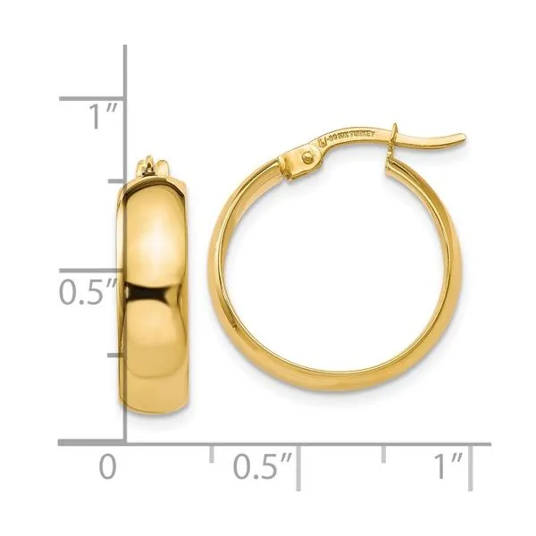 YELLOW GOLD WIDE HOOP EARRINGS Image 2 Parkers' Karat Patch Asheville, NC