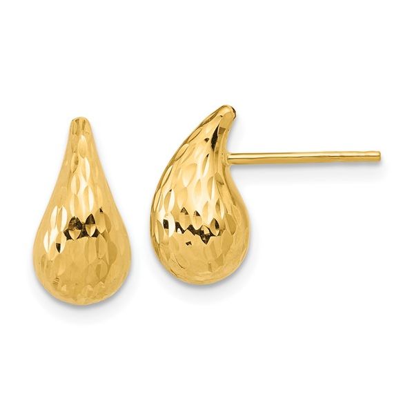 POLISHED & DIAMOND CUT PUFFED TEARDROP EARRINGS Parkers' Karat Patch Asheville, NC