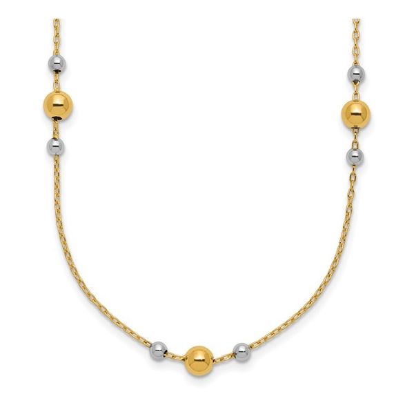 GOLD TWO TONE STATION BEAD NECKLACE Image 2 Parkers' Karat Patch Asheville, NC