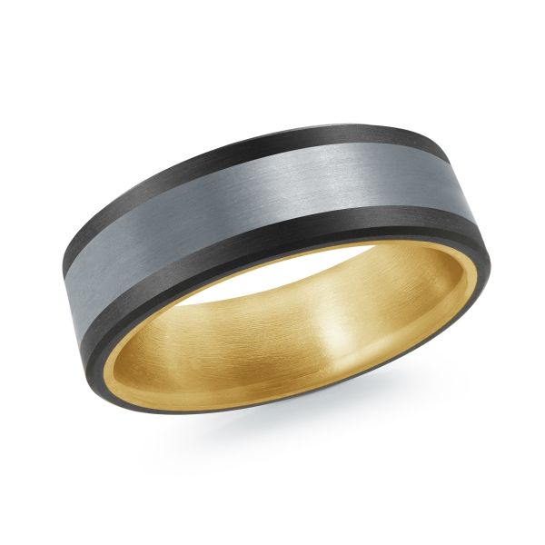 TANTALUM, YELLOW GOLD AND CARBON FIBER BAND Parkers' Karat Patch Asheville, NC
